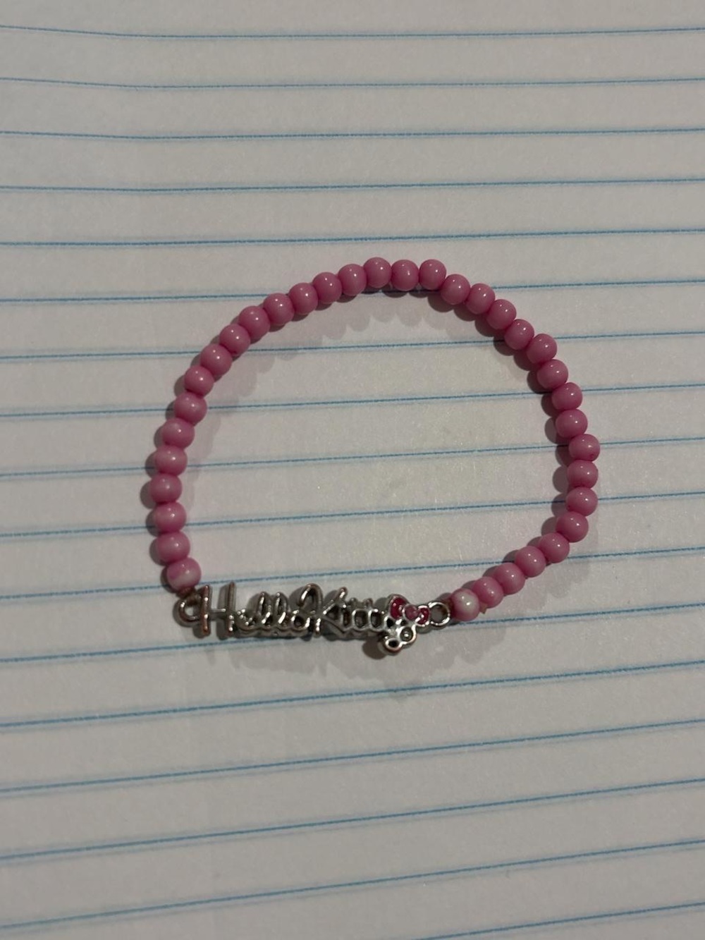 Hello Kitty Pink Beaded Stretch Bracelet